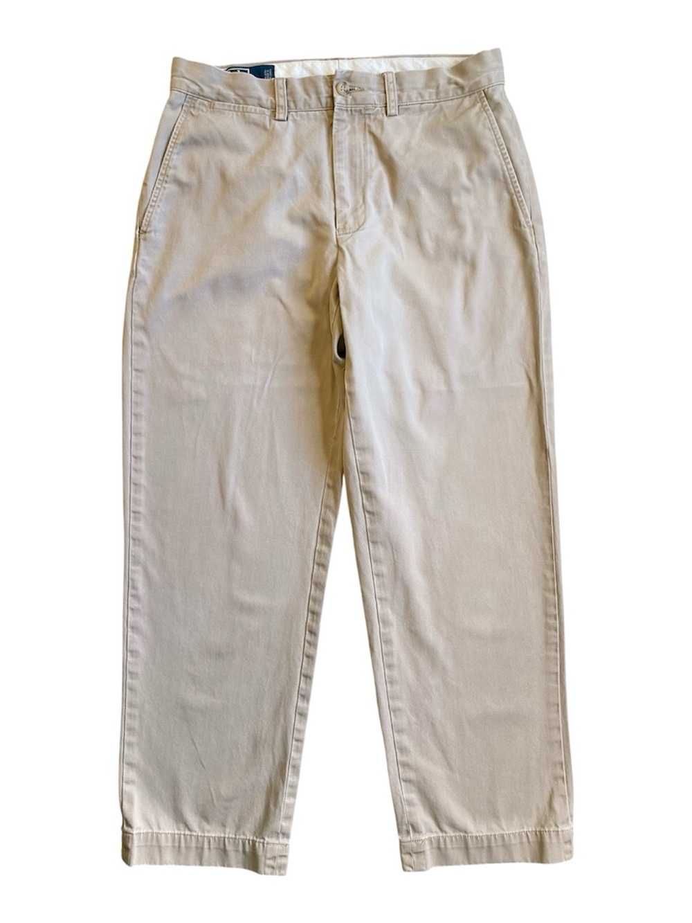 Ralph Lauren Preston Pants Khaki Tan Cotton Casual Flat Front Chinos Size 32/30